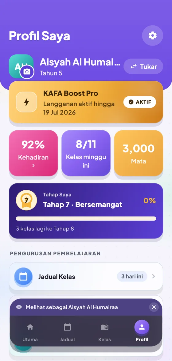Profil pelajar dengan mata ganjaran